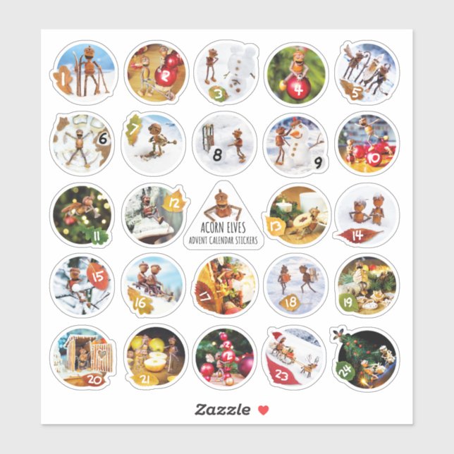 Acorn elves advent calendar Christmas with numbers (Sheet)