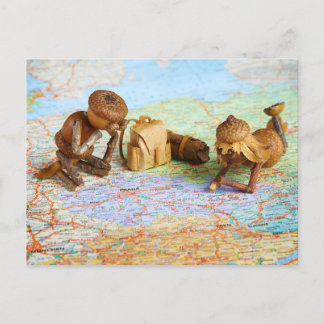 Acorn elves planning some trip postcard