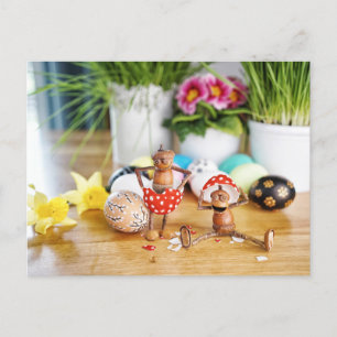 Acorn elves with Easter eggs Easter Postcard