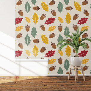 Acorn & Fall Leaves Wallpaper