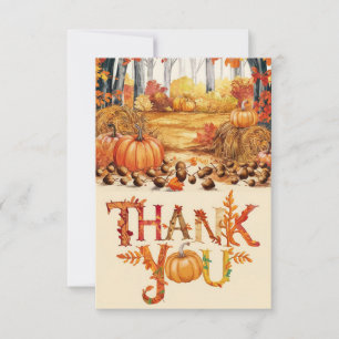 Acorn Forest Autumn Fall Thank You Card