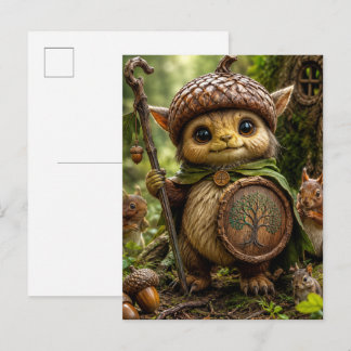 Acorn Guardian Cute Forest Monster Invitation Postcard