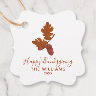 Acorn "Happy Thanksgiving" Personalised  Favour Tags