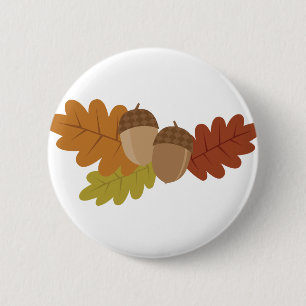 Acorn Leaves 6 Cm Round Badge