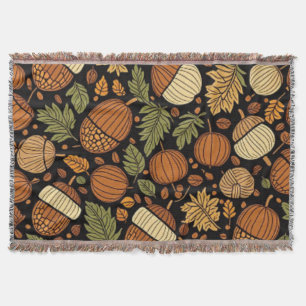 Acorn Pattern Harvest Day Autumn Fleece Blanket