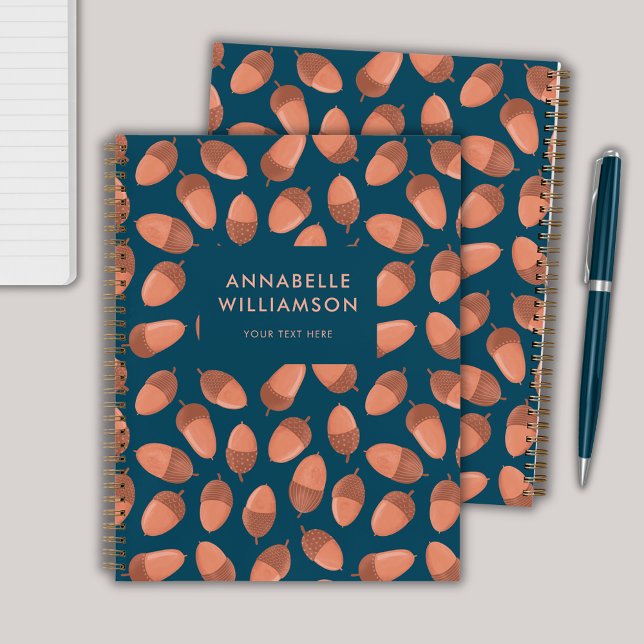 Acorn pattern personalised notebook (Acorn pattern personalized notebook journal)