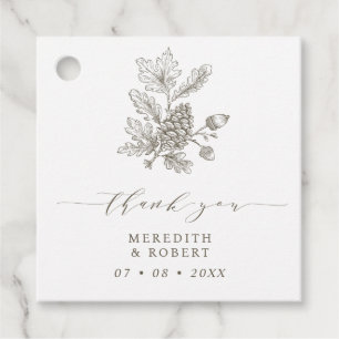 Acorn & Pinecone Branch Fall Wedding Thank You Favour Tags