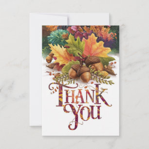 Acorn Pumpkin Autumn Fall Thank You Card