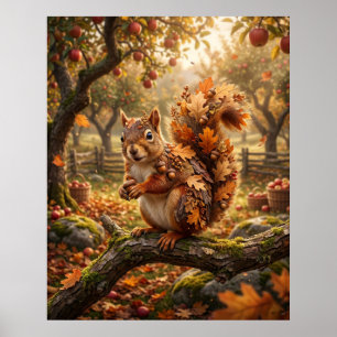 Acorn Squirrel Autumn Grove Poster