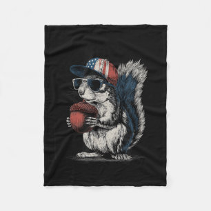 Acorn Squirrel With Patriotic Cap And Sungles Cost Fleece Blanket