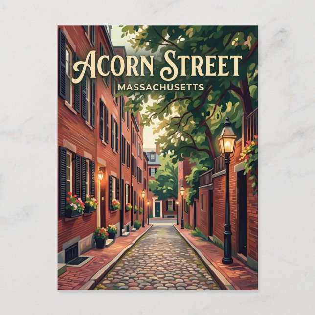 Acorn Street Massachusetts Postcard (Front)