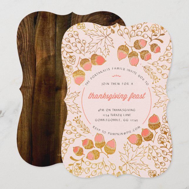 Acorn Thanksgiving Invitation (Front/Back)