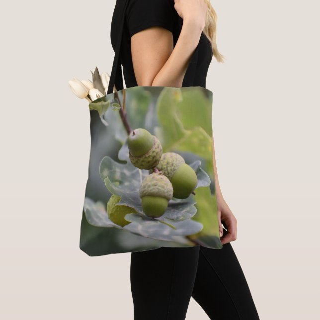 Acorn Tree Bamboo Wood Tote Bag (Close Up)