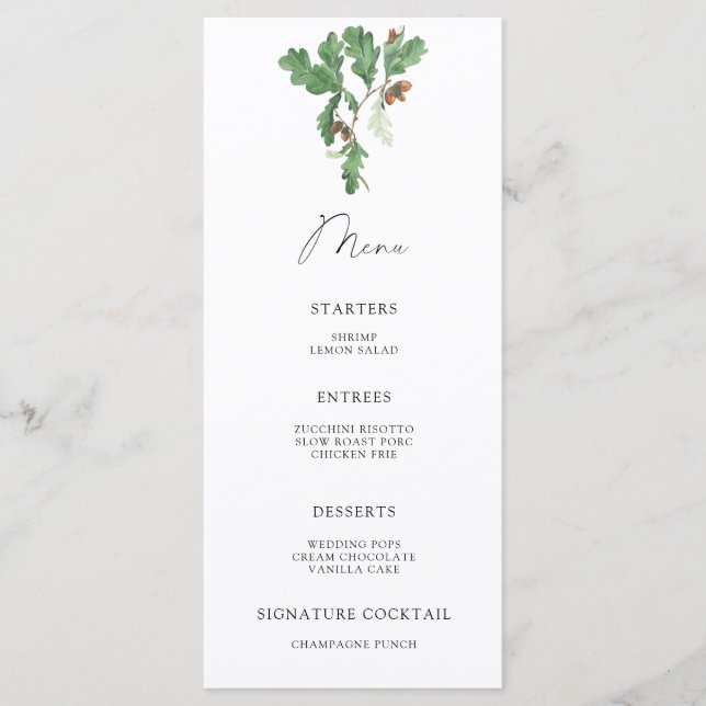 Acorn tree menu (Front)