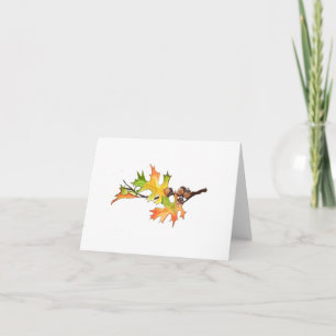 acorns and autumn leaves card