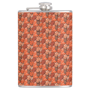 Acorns and leaves II Hip Flask