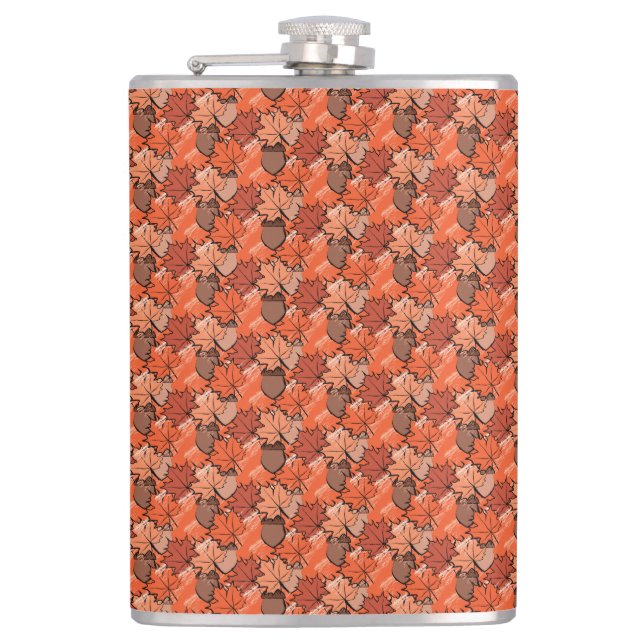 Acorns and leaves II Hip Flask (Front)