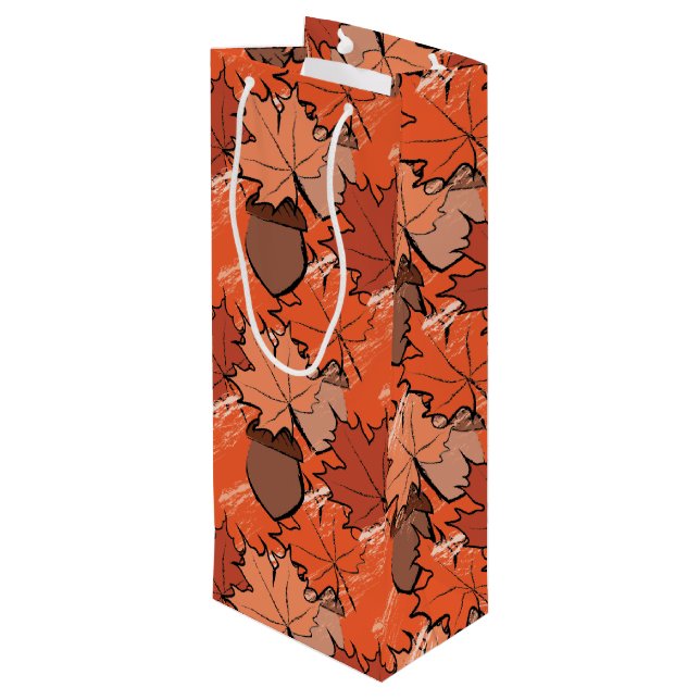 Acorns and leaves II Wine Gift Bag (Back Angled)