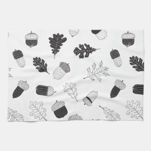 Acorns and leaves tea towel
