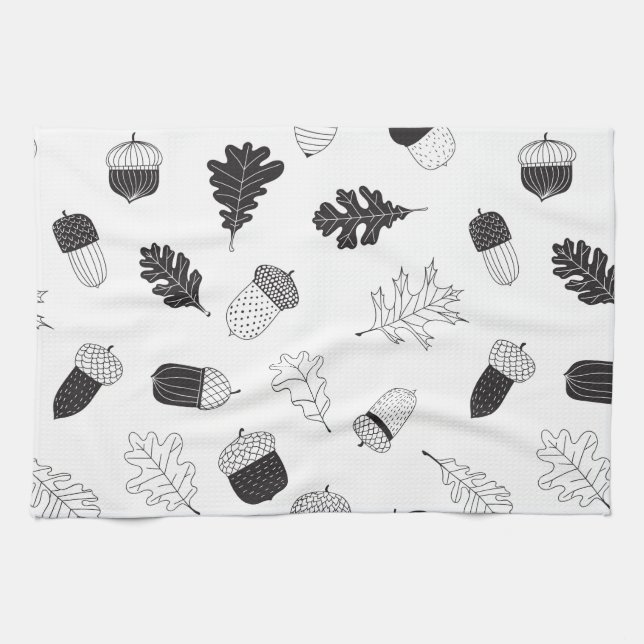 Acorns and leaves tea towel (Horizontal)