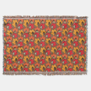 Acorns and leaves V Throw Blanket