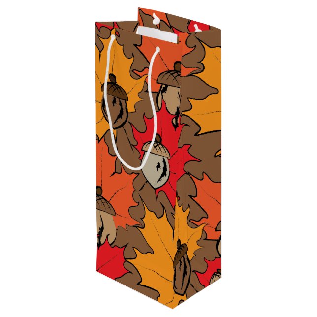 Acorns and leaves V Wine Gift Bag (Back Angled)