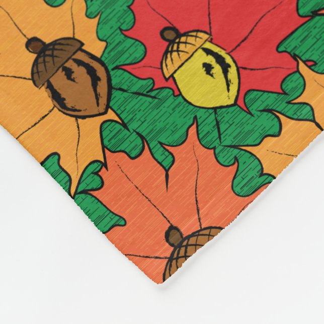 Acorns and leaves VI Fleece Blanket (Corner)