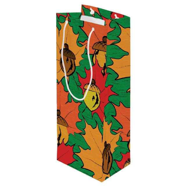 Acorns and leaves VI Wine Gift Bag (Back Angled)