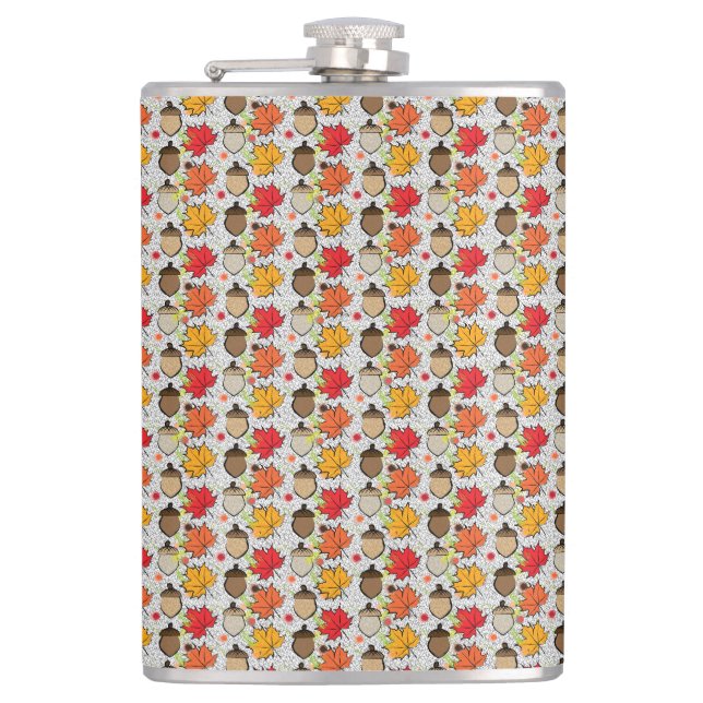 Acorns and leaves VII Hip Flask (Front)