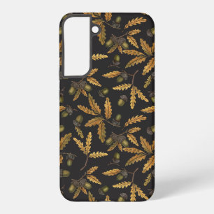 Acorns and oak leaves on black samsung galaxy case