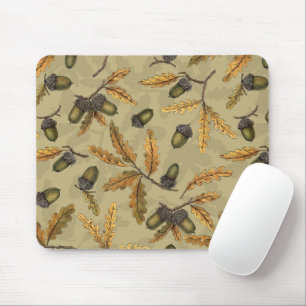 Acorns and oak leaves on ecru mouse mat