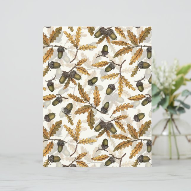Acorns and oak leaves on off white (Standing Front)