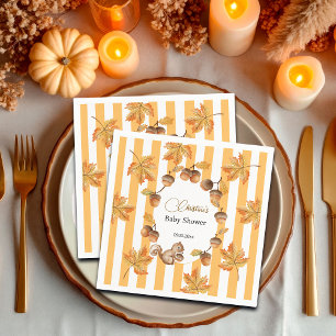 Acorns and Squirrel Fall Plaids Baby Shower  Napkin