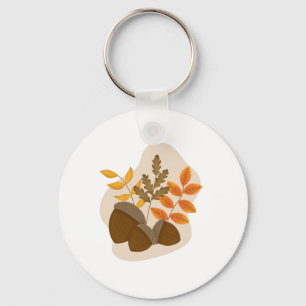 Acorns Autumn Fall Key Ring