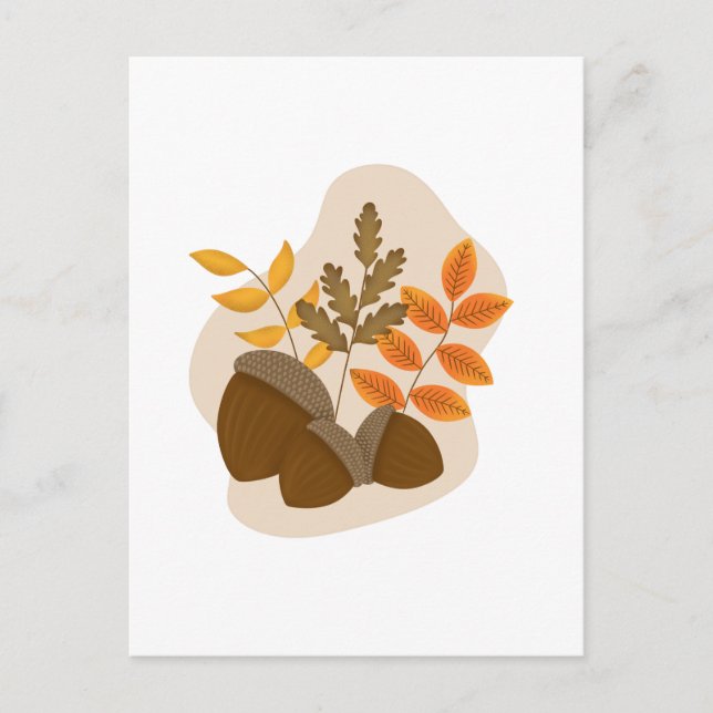 Acorns Autumn Fall  Postcard (Front)
