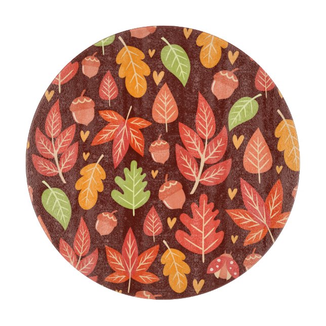 Acorns, autumn leaves, forest wallpaper cutting board (Front)