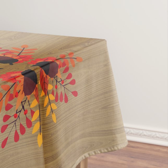 Acorns Autumn Orange Tan Tablecloth (In Situ)