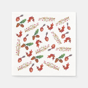 Acorns, Fall Leaves Autumn   Napkins