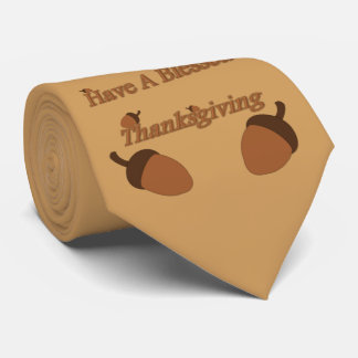 Acorns ~ Have A Blessed Thanksgiving Tie