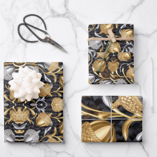Acorns made of gold and silver wrapping paper sheet