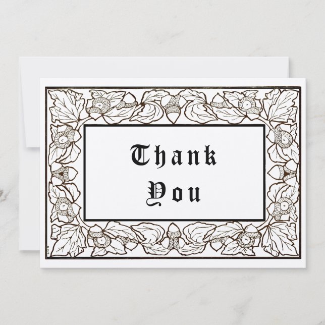 Acorns & Oak Leaves Arts And Crafts Style Thank You Card (Front)