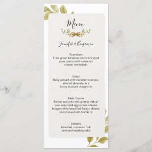 Acorns Oak Leaves Wedding   Menu
