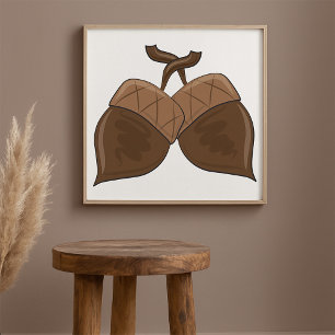 Acorns Rustic Autumn Forest Nature Poster