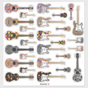 Acoustic and Electric Guitar Sticker Collection