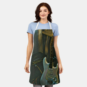 acoustic bass electric guitar gift apron