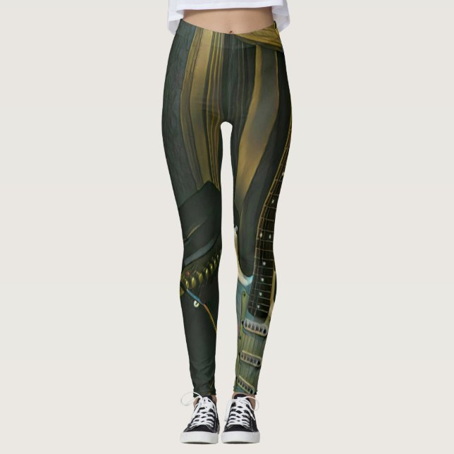 acoustic bass electric guitar gift leggings (Front)