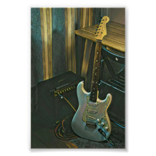 acoustic bass electric guitar gift photo print