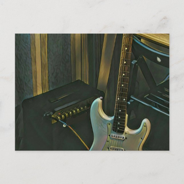 acoustic bass electric guitar gift postcard (Front)