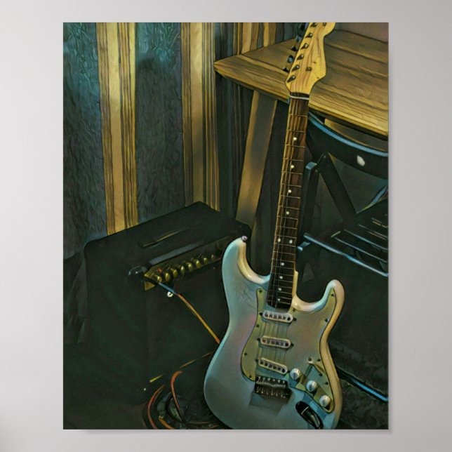 acoustic bass electric guitar gift poster (Front)
