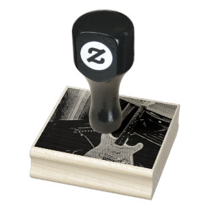 acoustic bass electric guitar gift rubber stamp